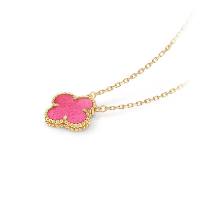 [Royal&Vicky] NEW CLOVER 15MM PINK ENAMEL NECKLACE
