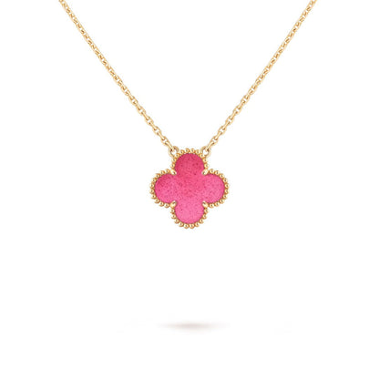 [Royal&Vicky] NEW CLOVER 15MM PINK ENAMEL NECKLACE
