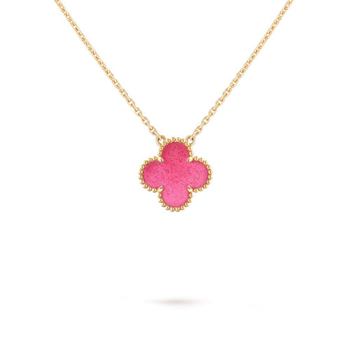 [Royal&Vicky] NEW CLOVER 15MM PINK ENAMEL NECKLACE