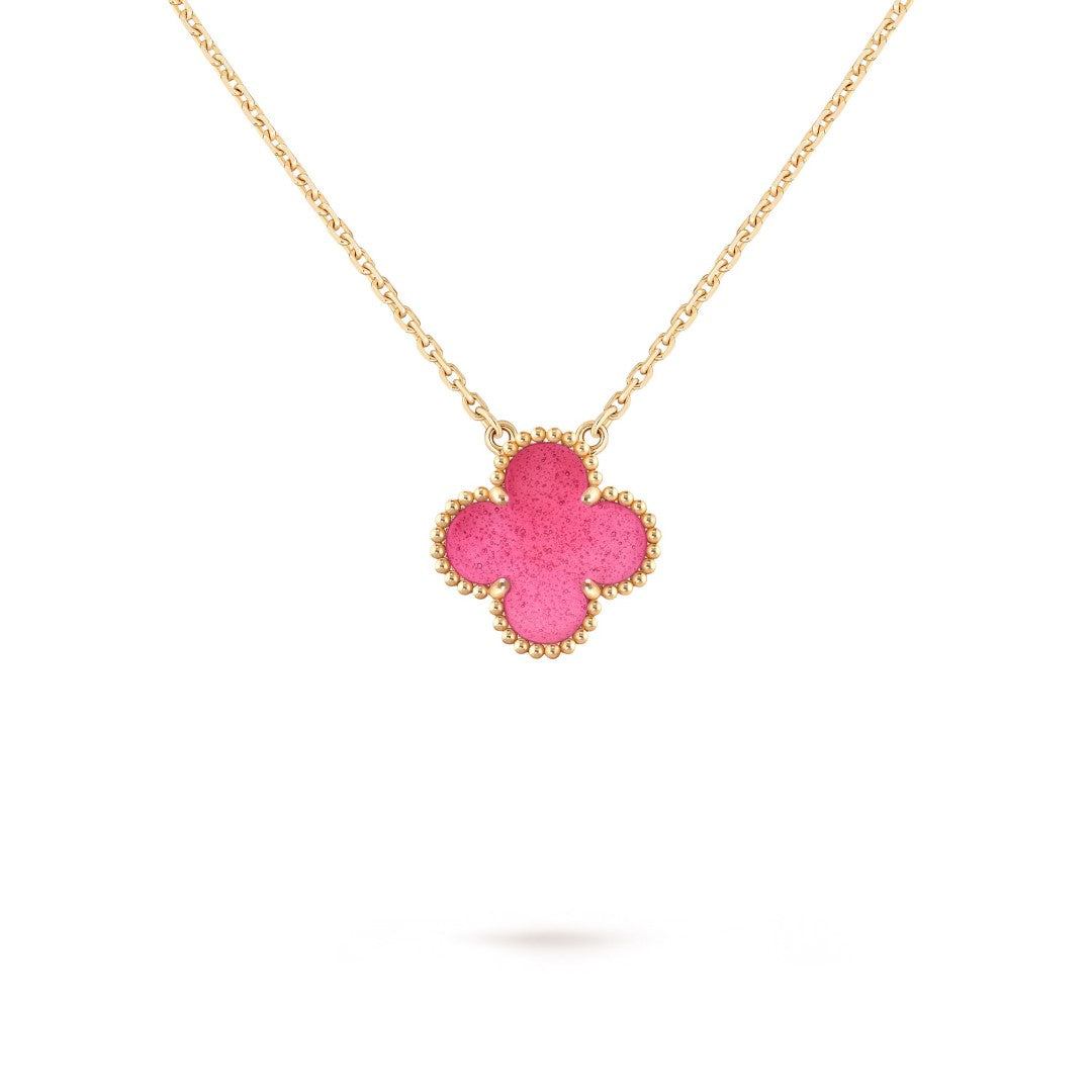 [Royal&Vicky] NEW CLOVER 15MM PINK ENAMEL NECKLACE
