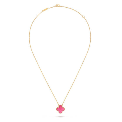[Royal&Vicky] NEW CLOVER 15MM PINK ENAMEL NECKLACE
