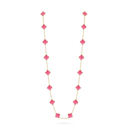 [Royal&Vicky] NEW CLOVER 20 MOTIFS PINK ENAMEL NECKLACE