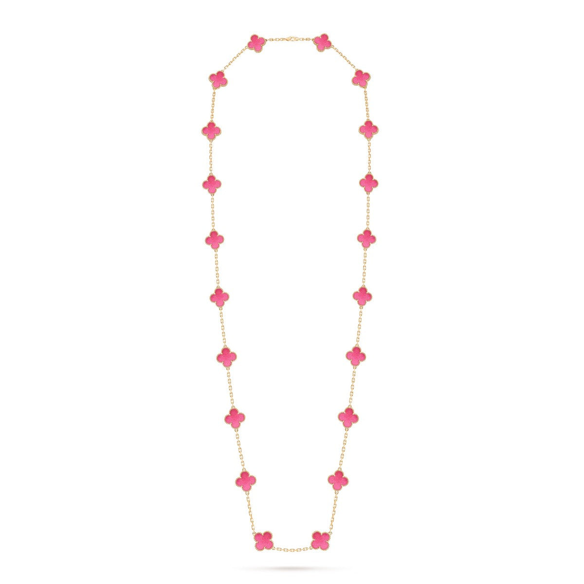[Royal&Vicky] NEW CLOVER 20 MOTIFS PINK ENAMEL NECKLACE