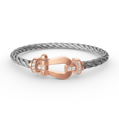 [Royal&Vicky]FORCE LARGE HORSESHOE HALF DIAMOND BRACELET ROSE GOLD