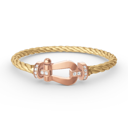 [Royal&Vicky]FORCE LARGE HORSESHOE HALF DIAMOND BRACELET ROSE GOLD
