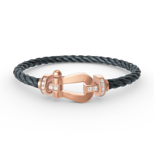 [Royal&Vicky]FORCE LARGE HORSESHOE HALF DIAMOND BRACELET ROSE GOLD