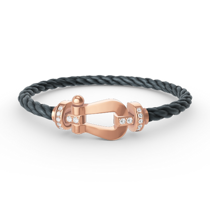 [Royal&Vicky]FORCE LARGE HORSESHOE HALF DIAMOND BRACELET ROSE GOLD