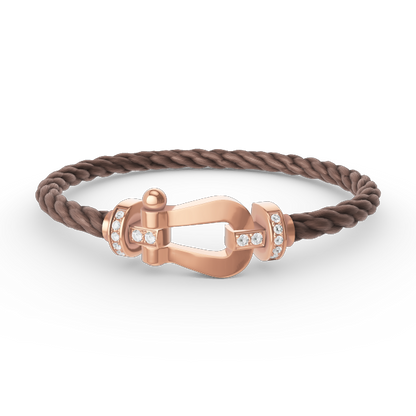[Royal&Vicky]FORCE LARGE HORSESHOE HALF DIAMOND BRACELET ROSE GOLD
