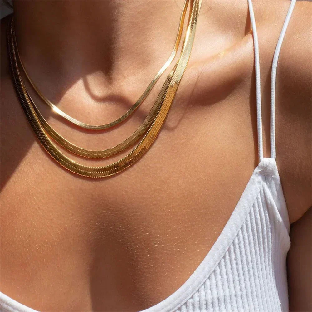 [Royal&Vicky]Elizabeth Gold Herringbone Necklace