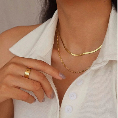 [Royal&Vicky]Hailey Layered Gold Chain Necklace
