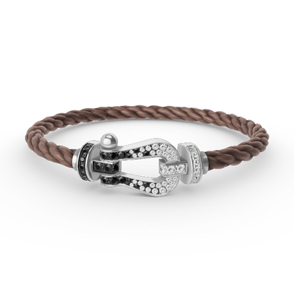 [Royal&Vicky]FORCE LARGE HORSESHOE BLACK WHITE DIAMOND BRACELET SILVER