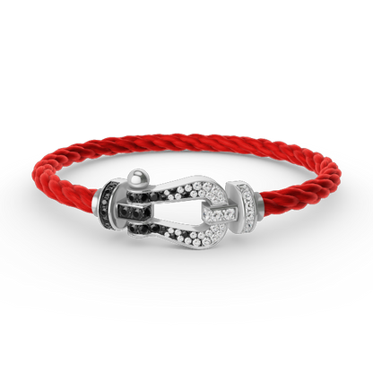 [Royal&Vicky]FORCE LARGE HORSESHOE BLACK WHITE DIAMOND BRACELET SILVER