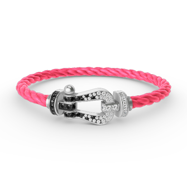 [Royal&Vicky]FORCE LARGE HORSESHOE BLACK WHITE DIAMOND BRACELET SILVER