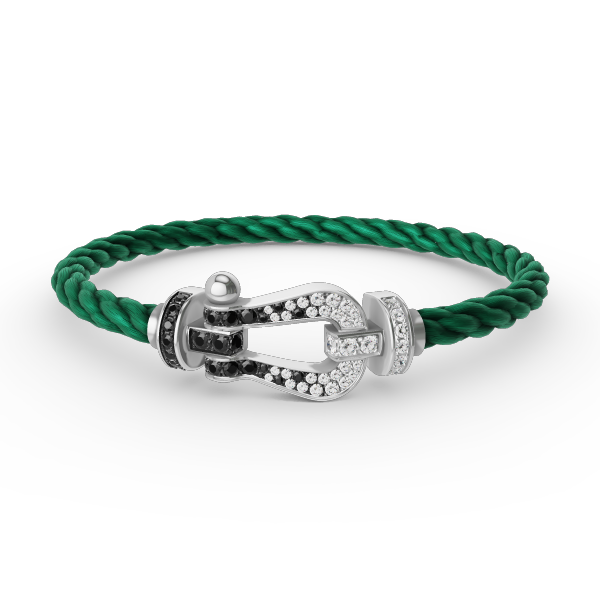[Royal&Vicky]FORCE LARGE HORSESHOE BLACK WHITE DIAMOND BRACELET SILVER
