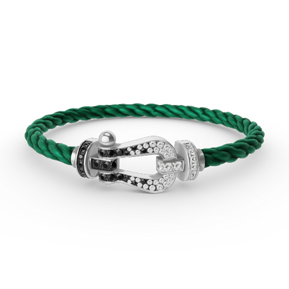 [Royal&Vicky]FORCE LARGE HORSESHOE BLACK WHITE DIAMOND BRACELET SILVER