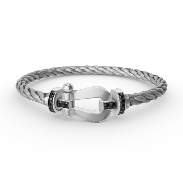 [Royal&Vicky]FORCE LARGE HORSESHOE BLACK DIAMOND BRACELET SILVER