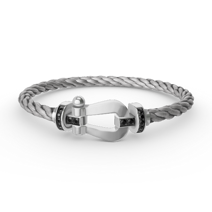 [Royal&Vicky]FORCE LARGE HORSESHOE BLACK DIAMOND BRACELET SILVER