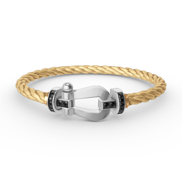 [Royal&Vicky]FORCE LARGE HORSESHOE BLACK DIAMOND BRACELET SILVER