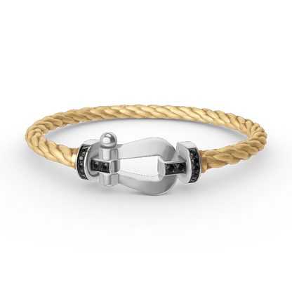 [Royal&Vicky]FORCE LARGE HORSESHOE BLACK DIAMOND BRACELET SILVER