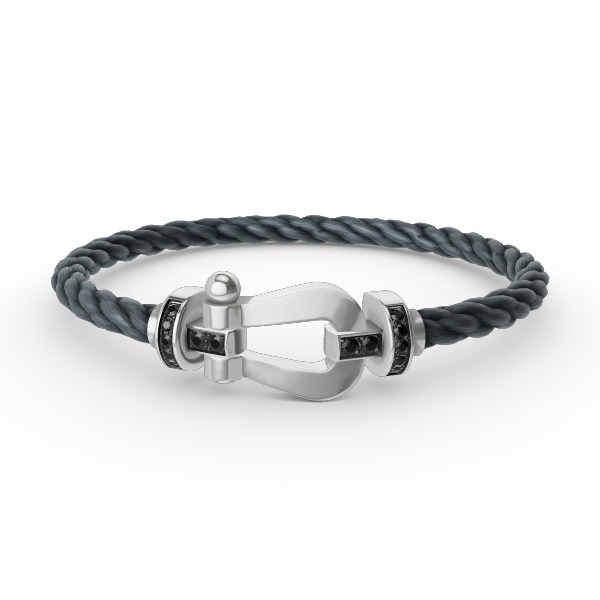 [Royal&Vicky]FORCE LARGE HORSESHOE BLACK DIAMOND BRACELET SILVER