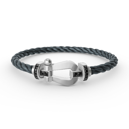 [Royal&Vicky]FORCE LARGE HORSESHOE BLACK DIAMOND BRACELET SILVER