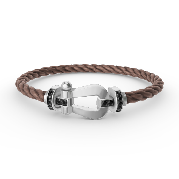 [Royal&Vicky]FORCE LARGE HORSESHOE BLACK DIAMOND BRACELET SILVER