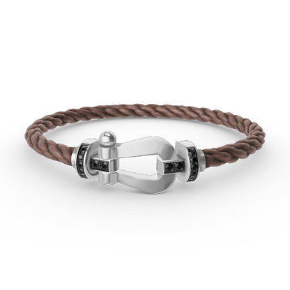 [Royal&Vicky]FORCE LARGE HORSESHOE BLACK DIAMOND BRACELET SILVER