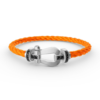 [Royal&Vicky]FORCE LARGE HORSESHOE BLACK DIAMOND BRACELET SILVER