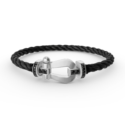 [Royal&Vicky]FORCE LARGE HORSESHOE BLACK DIAMOND BRACELET SILVER