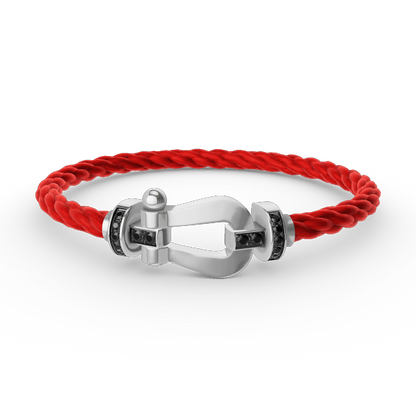 [Royal&Vicky]FORCE LARGE HORSESHOE BLACK DIAMOND BRACELET SILVER