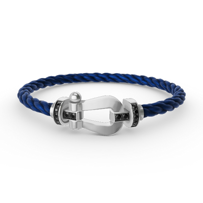 [Royal&Vicky]FORCE LARGE HORSESHOE BLACK DIAMOND BRACELET SILVER