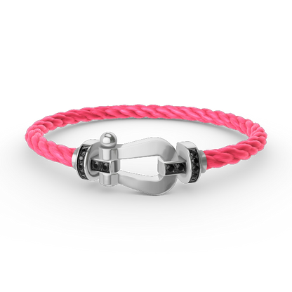 [Royal&Vicky]FORCE LARGE HORSESHOE BLACK DIAMOND BRACELET SILVER