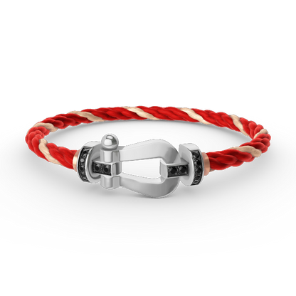[Royal&Vicky]FORCE LARGE HORSESHOE BLACK DIAMOND BRACELET SILVER