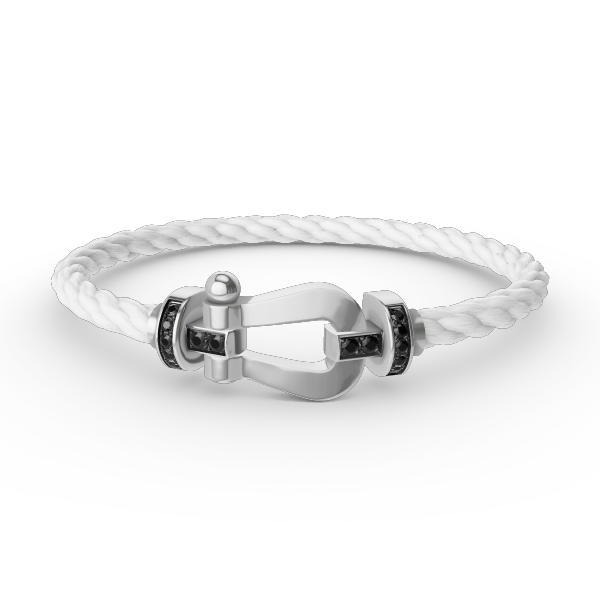 [Royal&Vicky]FORCE LARGE HORSESHOE BLACK DIAMOND BRACELET SILVER
