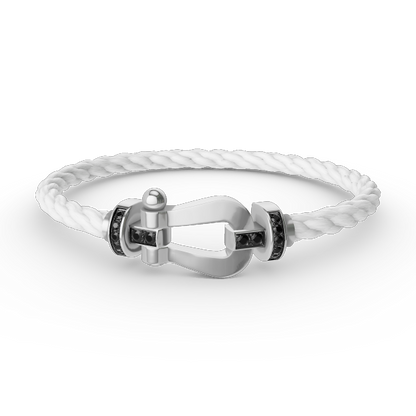 [Royal&Vicky]FORCE LARGE HORSESHOE BLACK DIAMOND BRACELET SILVER