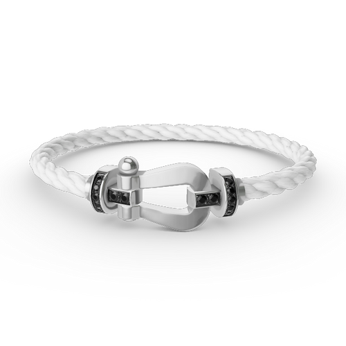 [Royal&Vicky]FORCE LARGE HORSESHOE BLACK DIAMOND BRACELET SILVER