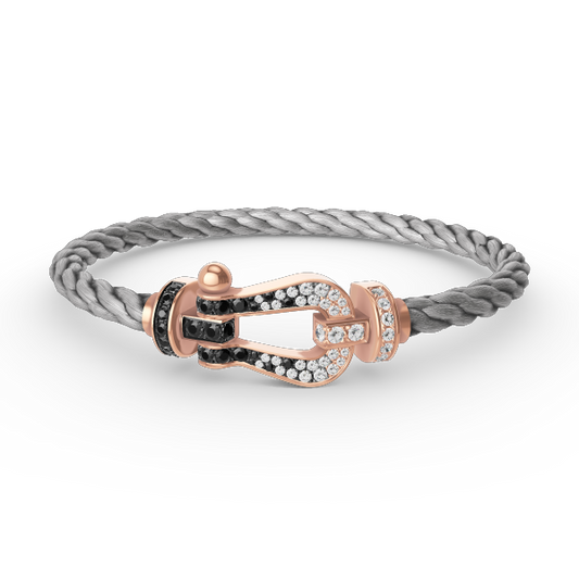 [Royal&Vicky]FORCE LARGE HORSESHOE BLACK WHITE DIAMOND BRACELET ROSE GOLD