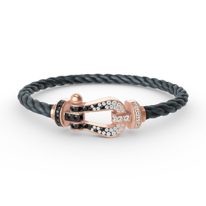 [Royal&Vicky]FORCE LARGE HORSESHOE BLACK WHITE DIAMOND BRACELET ROSE GOLD