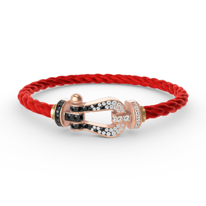 [Royal&Vicky]FORCE LARGE HORSESHOE BLACK WHITE DIAMOND BRACELET ROSE GOLD