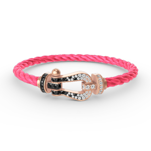 [Royal&Vicky]FORCE LARGE HORSESHOE BLACK WHITE DIAMOND BRACELET ROSE GOLD