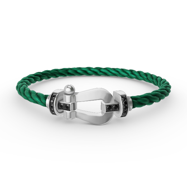[Royal&Vicky]FORCE LARGE HORSESHOE BLACK DIAMOND BRACELET SILVER