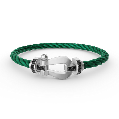 [Royal&Vicky]FORCE LARGE HORSESHOE BLACK DIAMOND BRACELET SILVER