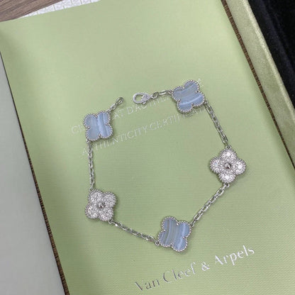 [Royal&Vicky]LUCKY CLOVER 5-MOTIF BRACELET - PURPLE CHALCEDONY COLLECTION