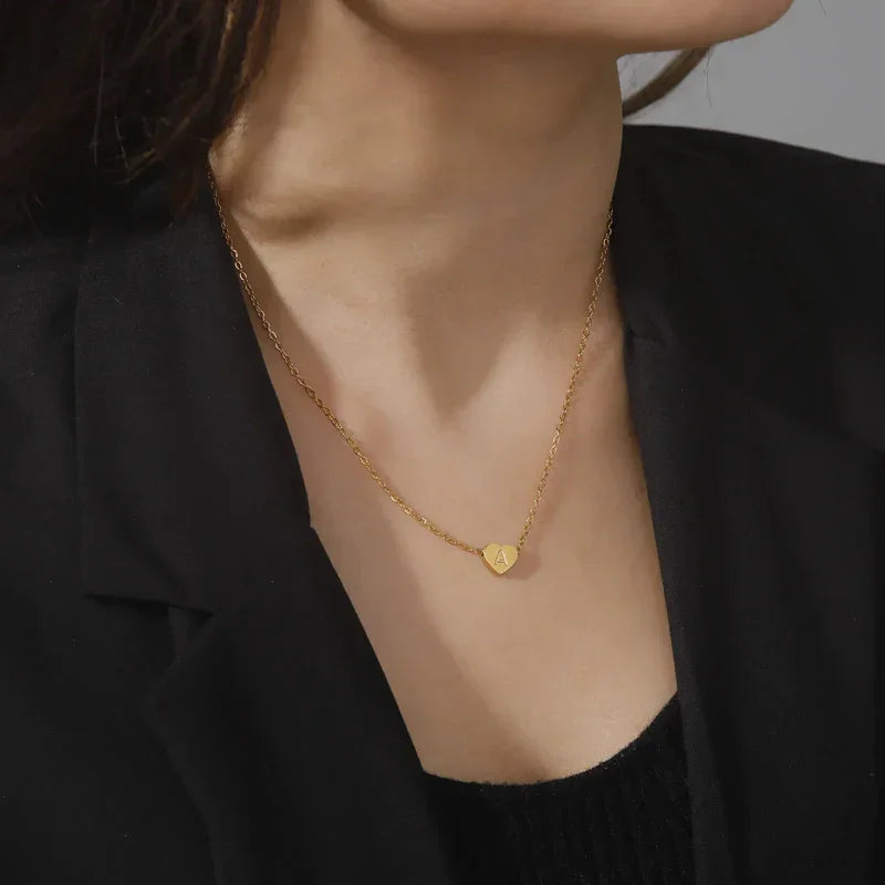 [Royal&Vicky]Heart Initial Gold Necklace