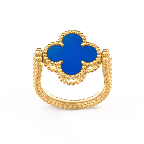 [Royal&Vicky]CLOVER RIVERSIBLE BLUE AGATE RING