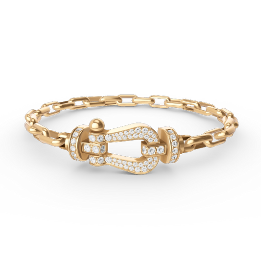 [Royal&Vicky]FORCE LARGE HORSESHOE CLASP  METAL BRACELET