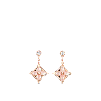 [Royal&Vicky]DOUBLE STAR PINK GOLD MOP DROP EARRINGS