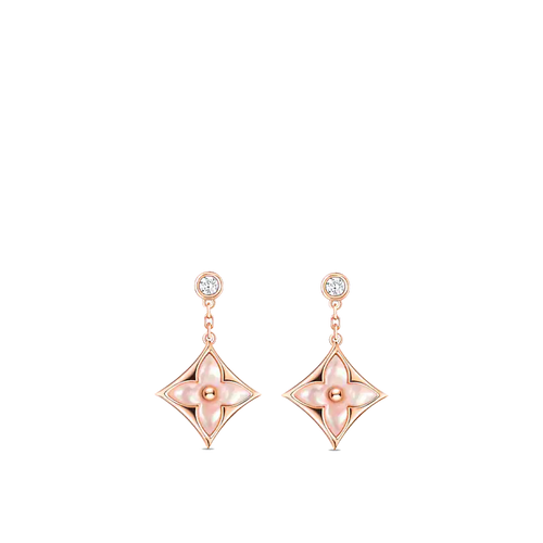 [Royal&Vicky]DOUBLE STAR PINK GOLD MOP DROP EARRINGS