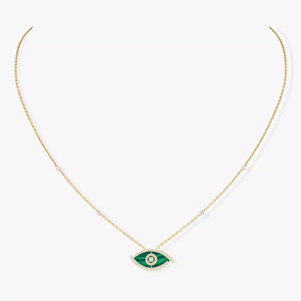 [Royal&Vicky]Lucky Eye Diamond Necklace in Rose Gold and Turquoise