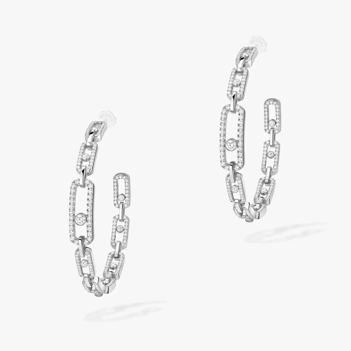 [Royal&Vicky]Move Link Diamond Hoop Earrings